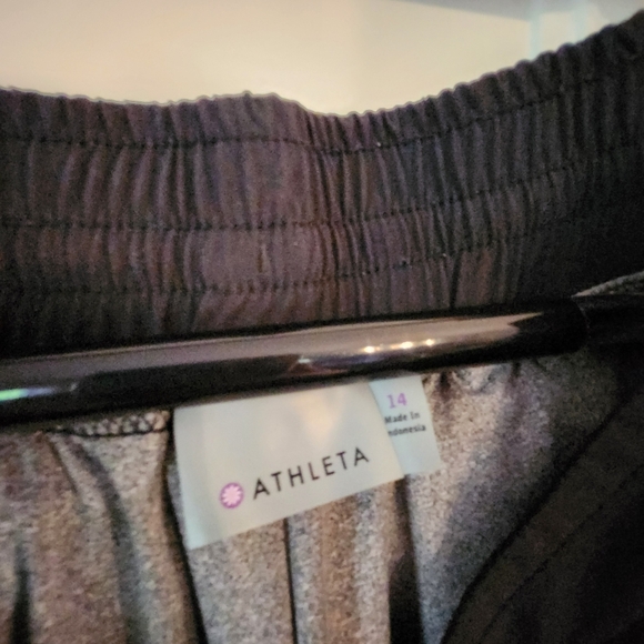 ATHLETA LA VIVA ruched Pants Black Lined EUC sz 14 - Picture 9 of 11
